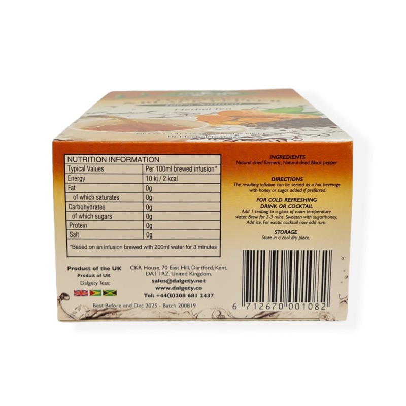 Dalgety Turmeric & Ginger Herbal Tea - 100% All Natural