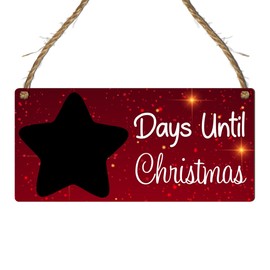 "Days Until Christmas" Countdown Plaque - Customisable Christmas Countdown Sign for Home Decor - Perfect for Family, Friends, and Christmas Lovers (Red, Without Pen)
