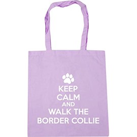 Hippowarehouse Keep calm and walk the border collie - dog Tote Shopping Gym Beach Bag 42cm x38cm, 10 litres