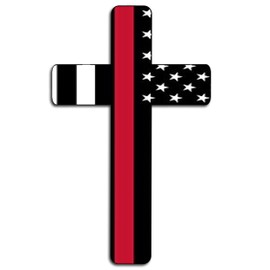 Firefighter Thin Red Line Flag Cross Sticker Vinyl Decal for Car Truck Window Bumper Sticker Support for Firemen Fire Department (5 Inch)