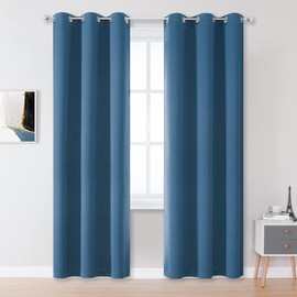 DUALIFE Door Doorway Curtains Blackout 80 Inch Length 2 Panels, Grommet Sunblock Room Darkening Long Skinny Curtains for Bedroom Door Doorway Width 34 Inch, Midnight Blue