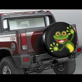 Merry Green Frog Cute Animal Spare Tire Cover Weatherproof Waterproof Tire Wheel Cover UV Sun Protection Wheel Tire Protector Tyre Cover Universal Fit for Trailer RV SUV Truck Off-Road Vehicle 14 Inch