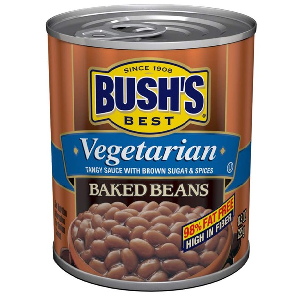 BUSH'S BEST Vegetarian Baked Beans, 8.3 Ounce Can (Pack of 12), Canned Beans, Baked Beans Canned, Vegetarian Food, Kosher, Source of Plant Based Protein and Fiber, Low Fat, Gluten Free