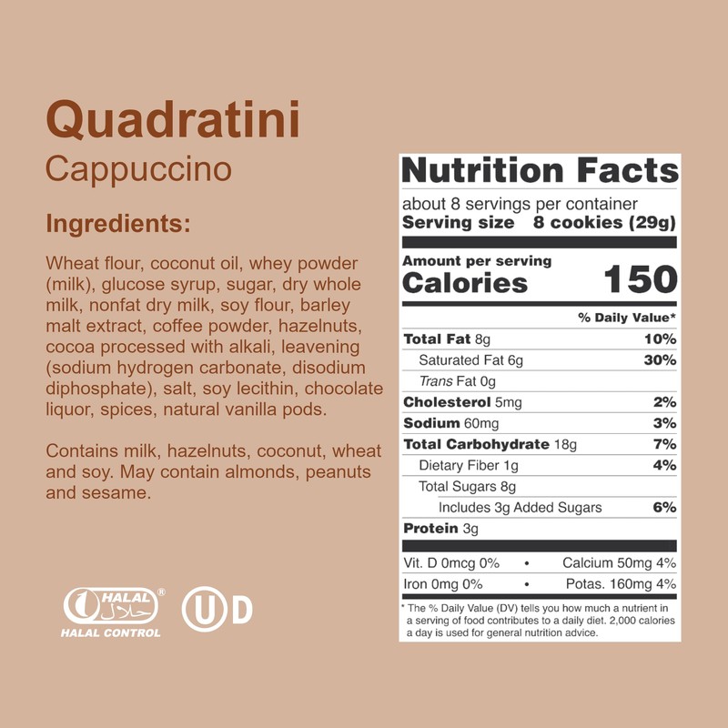 Loacker Quadratini Cappuccino Wafer Cookies LARGE - Premium Crispy Bite