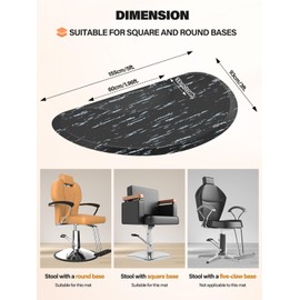 3ft. x 5ft. Salon Floor Mat, Lorvain Anti Fatigue Barber Shop Chair Mat for Circle Chair Base Hair Stylist Beauty Floor Mats Thick Half Round Office Comfort Floor Mat for Salon & Barber (Marble)