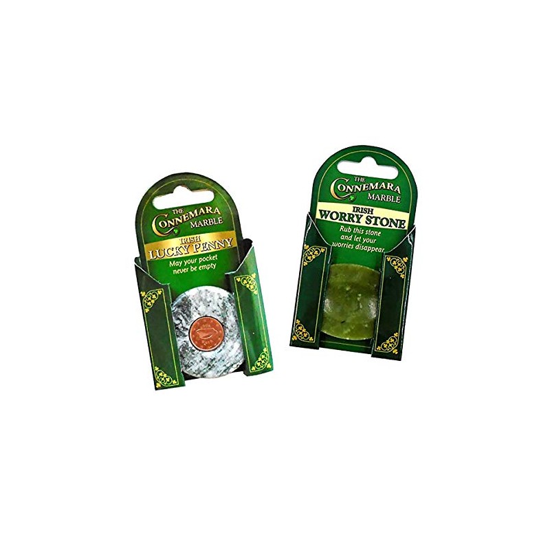 Connemara Marble Worry Stone and Penny Stone Set