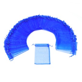 Dealglad 100Pcs Royal Blue Organza Bags 3x4 Inch, Small Mesh Bags Drawstring Gift Bags Baby Shower Wedding Party Favor Bags Jewelry Candy Pouches