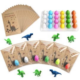 Recuerdos de Fiesta de Dinosaurios Juguetes Divertidos Mini de Dinosaurio Suministros para Fiesta de Cumpleaños de Dinosaurio Paquete de 24 Huevos de Dino y 24 Tarjetas de Eclosión Regalos a Granel