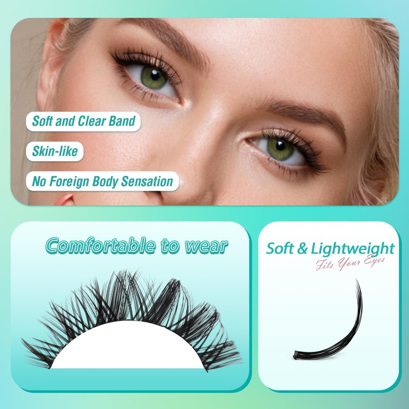 Obeyalash Fox Eye Cluster Lashes Extensions, 144 Pieces, Individual Eyelashes,