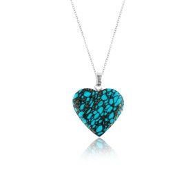 Yashee Natural Turquoise Heart Shape Crystals Pendant Necklace, Chakra Energy Healing Gemstone, Real Crystal, Top Grade, Beautiful Women Simple Jewelry, Dainty Silver Plated Jewelry 18 inch