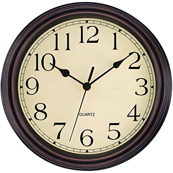 Foxtop Retro Silent Non-Ticking Round Classic Clock Quartz Decorative Battery