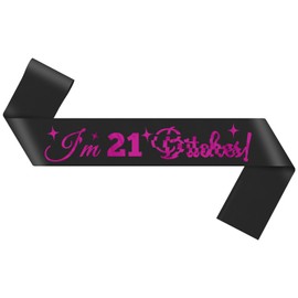21st Birthday Decorations Gifts for Women 21st Birthday Sash for Her 21 Year Old Gift for Women Daughter Sister Teen Girls Granddaughter Girlfriend Niece Best Friends Party Supplies Satin Sash Black
