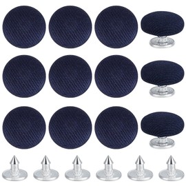 BENECREAT 12 Pcs 14mm Baseball Cap Button, Top Replacement Hats Button Marine Blue Cloth Covered for Hat Replacement Repair Jeans Blouse Sewing