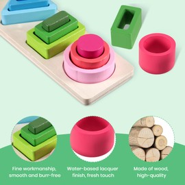EUIOOVM Montessori Toy from 1 Year Wooden Toy Motor Skills Toy Wooden Educational Games Learning Toy Shape and Colour Recognition Stacking Toy Baby Gifts for Baby Boys Girls from 1 2 3 Years