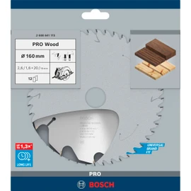 Bosch 1 x Pro Wood circular saw blade for cordless hand-held circular saws (for softwood, hardwood, diameter mm, professional accessories, hand circular saw)