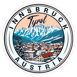 Innsbruck Tyrol Austria Sticker Weatherproof Vintage Decal Vinyl Waterproof for Water Bottle Mug Passport Scrapbook Notebook Laptop Tumbler 4" Gift ID44990