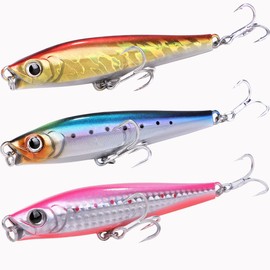 Contyu Sinking Pencil Lure Set, 3.7 inches (95 mm), 1.4 oz (40 g), 4.3 oz (110 mm), 1.7 oz (48 g), Lip Included, Through Wire, Blue Product, Sea Bass, Flounder (3.7 inches (95 mm/40 g), Color A (Set of 3)