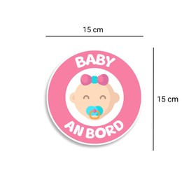 Baby on Board Sticker Car - Baby Girl 15 x 15 cm, Durable & Waterproof Baby on Board Sticker Car Sticker Safety Signal for Warning Drivers