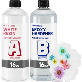 NASUBI 32oz White Resin Epoxy - High Gloss, No Bubbles, Easy to Use, No Odor - Casting Resin for Craft, Coasters, Molds - Professional or Beginner