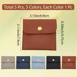 CALFOVERA 5 Colors PU Leather Travel Jewelry Storage Bags with Snap Button Mini Lipstick Jewelry Packaging Pouch Case Pocket Organizer for Earrings Necklaces Bracelet Ring Women Gift