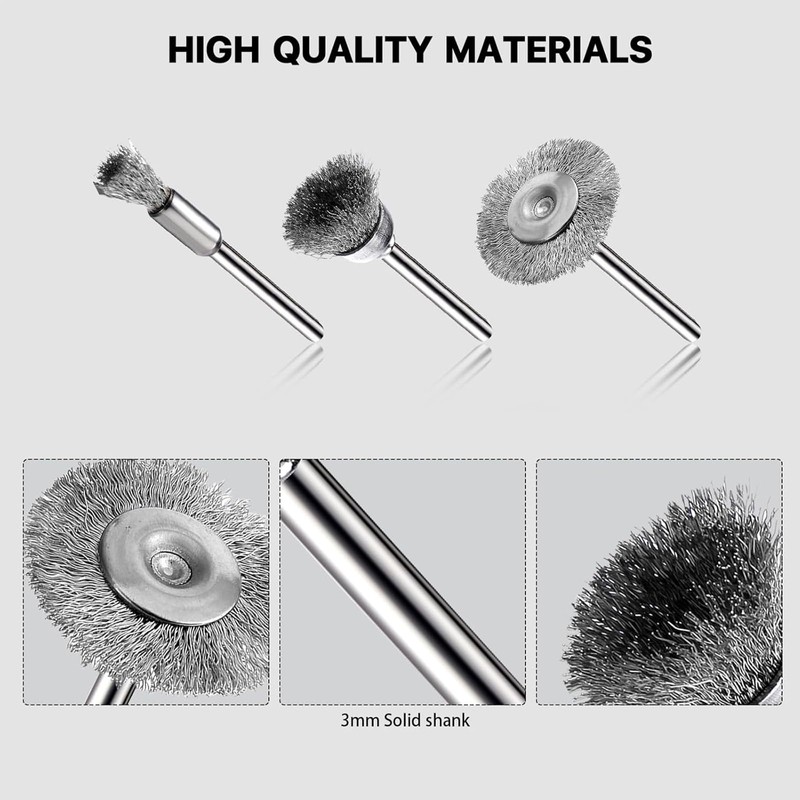 Snokay 15-Pack Stainless Steel Wire Brush Set, Wire Brush Wheels