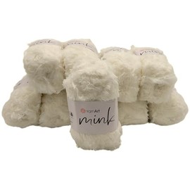 10 x 50 g Ilkadim Export Mink Plush Yarn with Fringes, 500 g Package Plush Yarn Fringe Yarn for Knitting and Crochet (Cream 330)