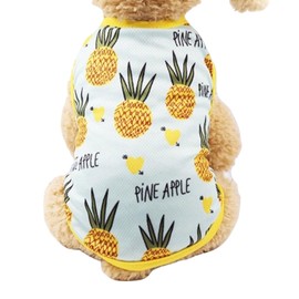 RIOSTUDIO Dog Clothes, For Spring/Summer, Mesh, Fruit Pattern Sleeveless, Pinapple Pattern, XXL