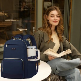 LOVEVOOK Laptop Backpack for Women with Pouch Pocket for Large Capacity Cup,17 Inch Laptop Computer Bag Travel Backpack Purse,Waterproof Work Business Backpack College Teacher Bags,Dark Blue