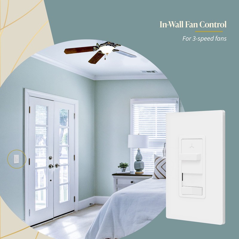 TOPGREENER Kalide Light Switch and 3-Speed Ceiling Fan Control Combo,
