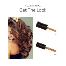 Ibiza Hair Ibiza Hair Boar Bristle Concave Barrel Brush (Z4-65mm) | Hybrid Boar & Heat Resistant Nylon Bristles with Cork Handle | Contours to the Head Shape to Create Shiny Hair | Ideal for All Hair Types
