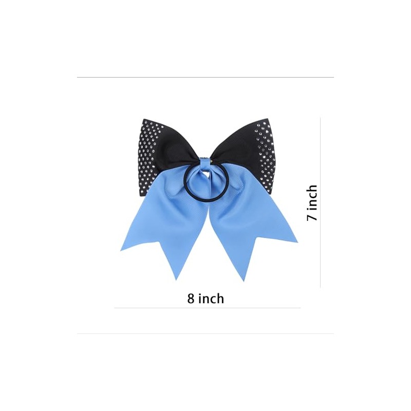 8 Inch Cheer Bows with Rhinestones, 2 Color Boutique Scrunchies,