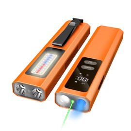 EDC Flat Flashlight High Lumens, Rechargeable Pocket Light with White/Warm LED, UV, Gream Beam, Flash Combo, 4 Bright Modes, Double Magnetic Base, for Outdoors, Emergency, Work, Detection (Orange)