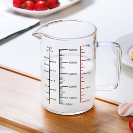 Glass Measuring Cup with Handle - 2 Cup, Ounce & Ml V-Shaped Spout, 3 Scales