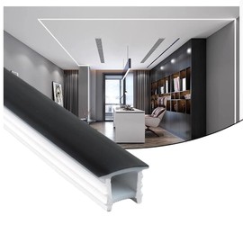 DGLILUAN 16.4FT Recessed Flexible LED Diffuser Channel, Silicone Black Bendable LED Diffuser Strip Light Tube Cover for Background Decoration, Wall, Cabinet and Indoor Outdoor Lighting (15 x10mm)