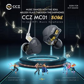 Yinyoo CCZ MC01 Soul In Ear Music Earphones, 10mm PET Dual Magnetic DD In Ear Monitors, Stereo Sound Earbuds with 3.5mm Jack, Noise Isolating IEM, Tangle-Free Wired Earphones for Stage Performances