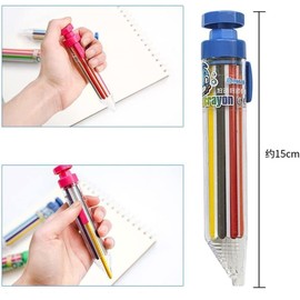 Rzcin 1Pcs 8 in 1 Multicolor Crayons, 1 Pcs Retractable Crayons Pens Transparent Barrel Oil Pastel Colored Pencil 8 Colors Art Graffiti Painting Pens for Students Gifts for Boys Girls