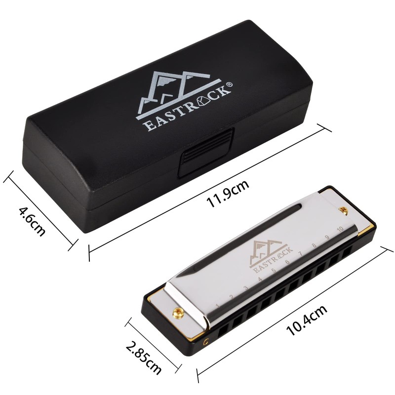 EastRock Harmonica in C Major Harmonica with Box, 10-Hole Harmonica