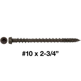 #10 x 2-3/4" Dark Brown (Spiced Rum, Pecan) Composite Decking Exterior Coated Wood Screw Torx/Star Drive Head (1 lb - 75 APX. Screws) - Decking Exterior Coated Torx/Star Drive Wood Screws