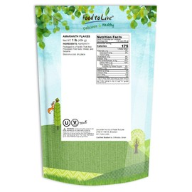 Food to Live Amaranth Flakes, 1 Pound – Flaked Whole Amaranth Seeds, Vegan. Natural Thickener. Good Source of Protein. Great Alternative to Oatmeal. Perfect Base for Granola, Breakfast Cereal