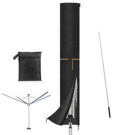 VANSHEIM Rotary Clothes Line Protective Cover for Rotary Washing Line Cover for Clothes Umbrella, Small Parasol Cover with Rod, Weatherproof, Windproof Cover for Rotary Airer, Parasol Covers 200 x 32
