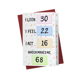 Karto Funny 68th Birthday Card for Men Women - Large 5.5x8.5 inch 68 Years Old Birthday Cards for Him Her - Feel