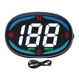 GPS Speedometer for Car | MPH Head Up Display with Compass Direction,USB Plug &, Overspeed Alarm Meter, Speed Gauge for All Vehicle