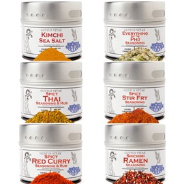 Asian Seasonings Gourmet Gift Set - Tastes of Asia - Artisanal Spice Blends Six Pack - Non GMO, All Natural, Small Batch - Made By Hand in USA - Gustus Vitae - #581