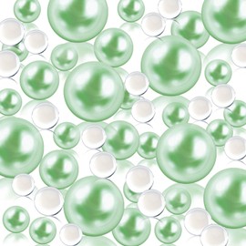 Green Floating Beads | 150PCS Green Pearls Bead for Centerpieces Vases, Green No Hole Beads | 8/14/20 mm Floating Beads | Green Vase Fillers Pearl Party Decor