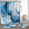 Lnond 4Pcs Bathroom Sets with Shower Curtain and Rugs, Marble
