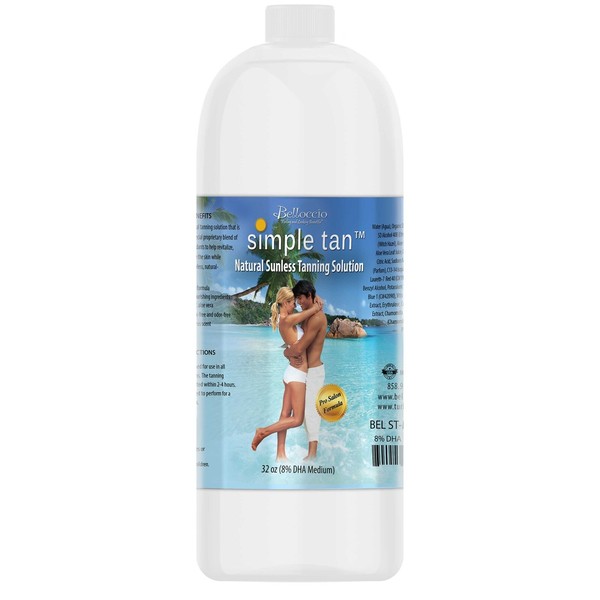 Quart Belloccio Simple Tan 8% DHA Medium Sunless Airbrush Spray Tanning Solution