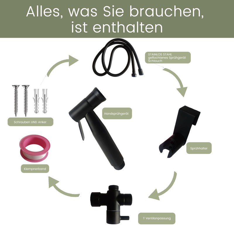 Yunlism Bidet Edelstahl Handbrause Set, Premium Bidet Handbrause, Bidet Sprayer