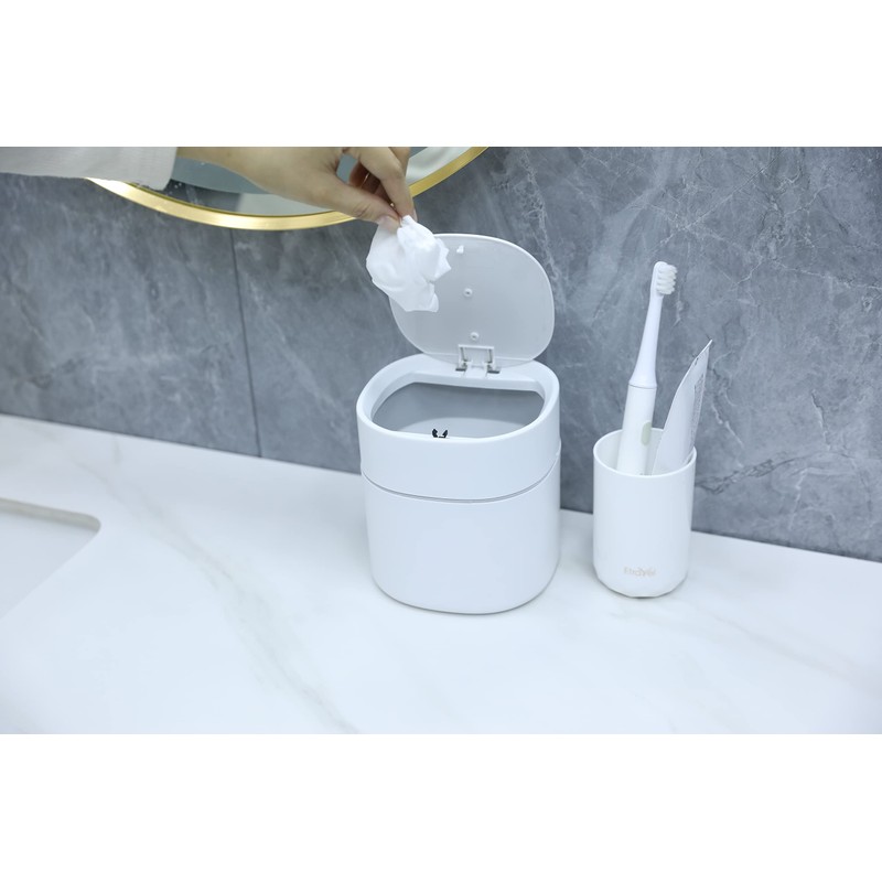 ETRAVEL Small bin office desk bin with lid for countertop,
