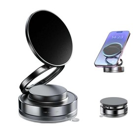 BAILIXIN Vacuum Magnetic Phone Holder for Car, 360° Adjustable Suction Cup Phone Mount, Foldable & Portable Vacuum Magnetic Phone Stand for All Smartphones & All Car Models & Gym/Bathroom Mirror