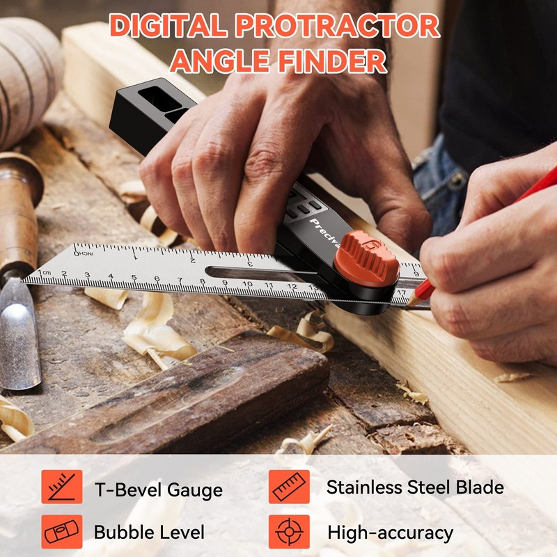 Sliding Bevel with Digital Display, Preciva Adjustable Bevel for Carpentry,